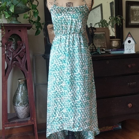 Collective Concepts Jade Green Graphic Print High Low Dress - Picture 1 of 8